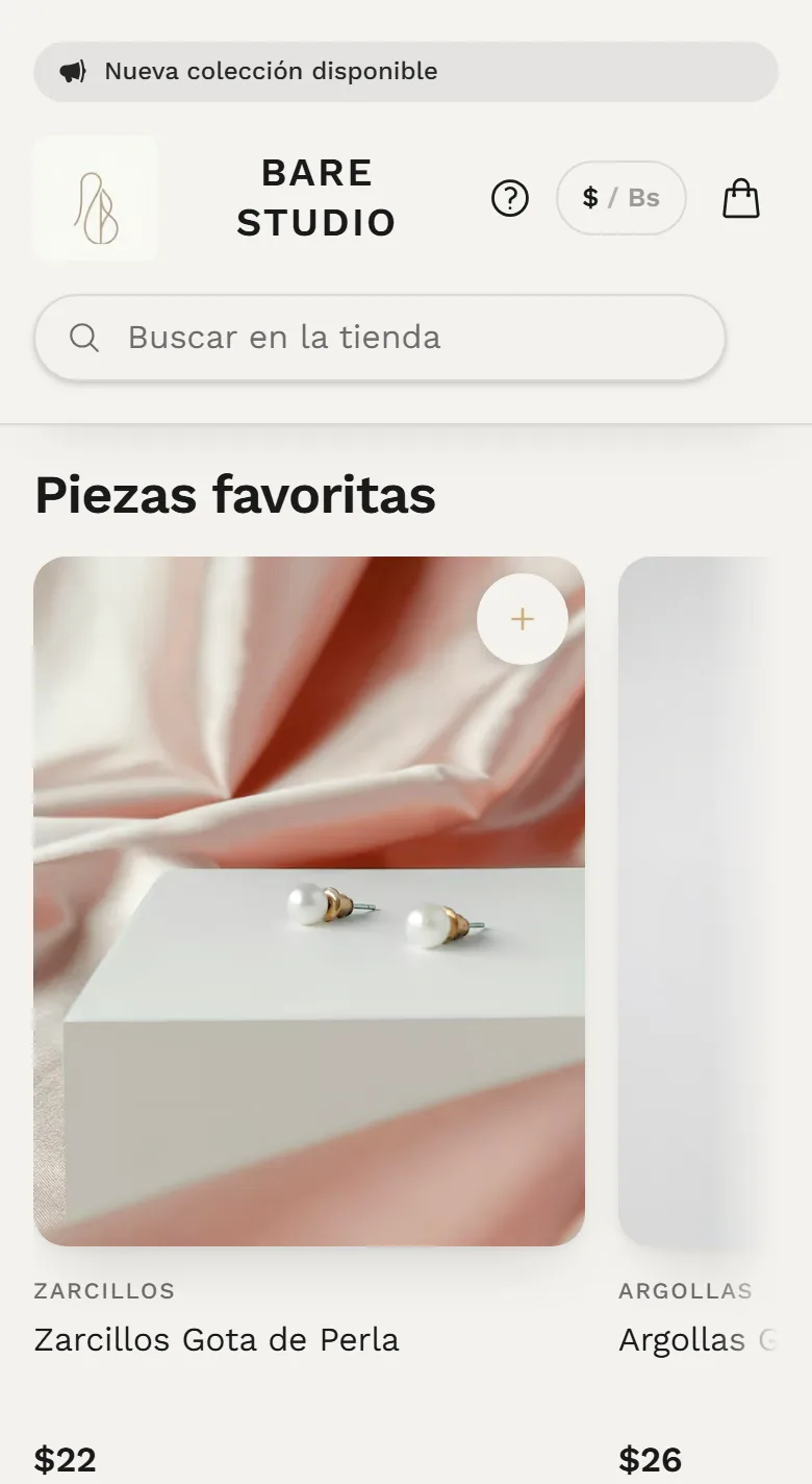 Catálogo de Bare Studio en el celular