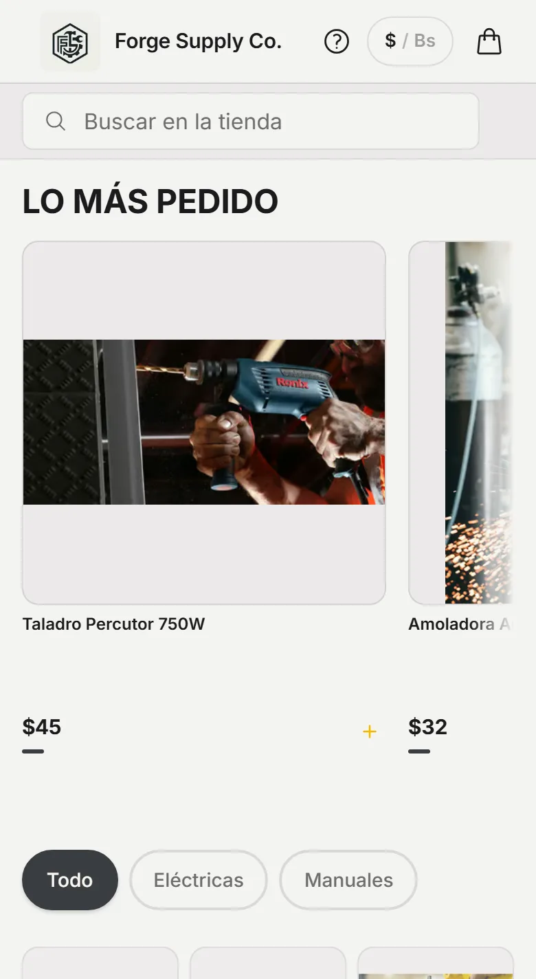 Catálogo de Forge Supply Co. en el celular